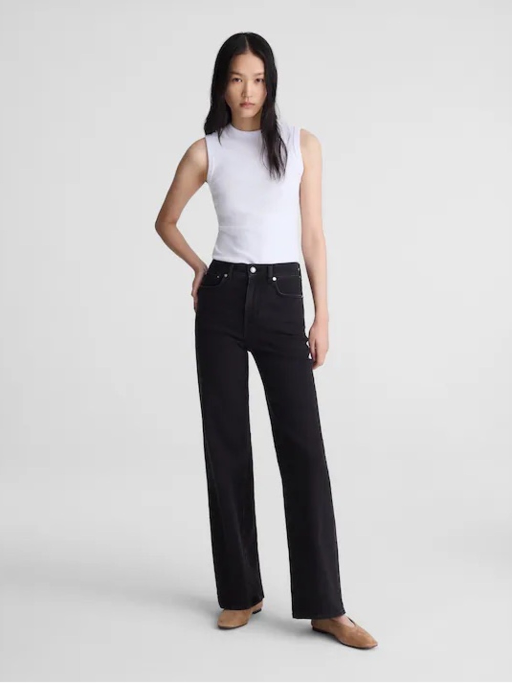 Madewell The Wide-Leg Jean in Super Stretch Denim black women’s Size 32 NWT
